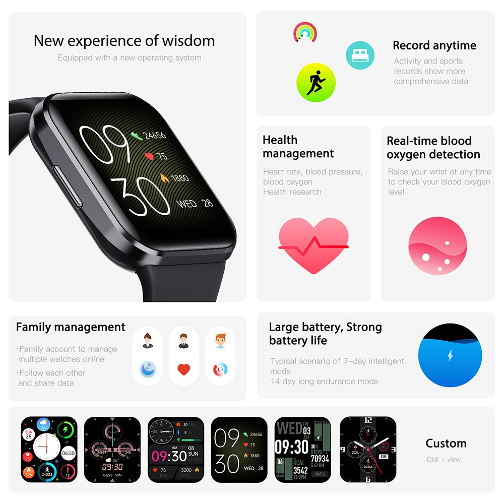 Q23 1.69'' Health monitor Relojes inteligentes Smartwatch 2024 Hombre Mujer Montres intelligentes Men Sports Fashion Smart watch