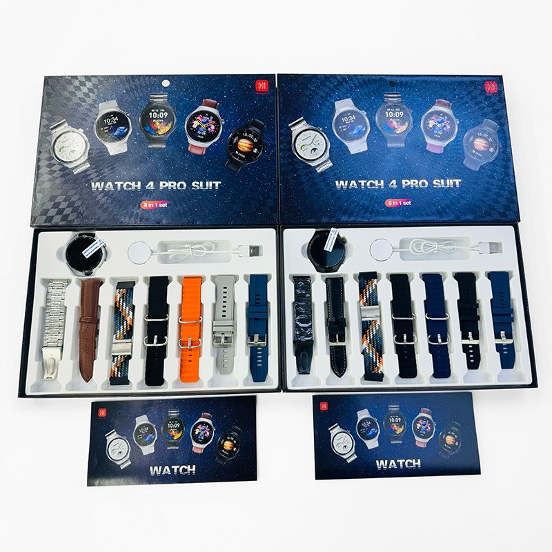WATCH 4 PRO SUIT Men Women IPS Screen Business Long Battery Life Sports Smartwatch Heart Rate Smart Watch 7 Straps Gift Set