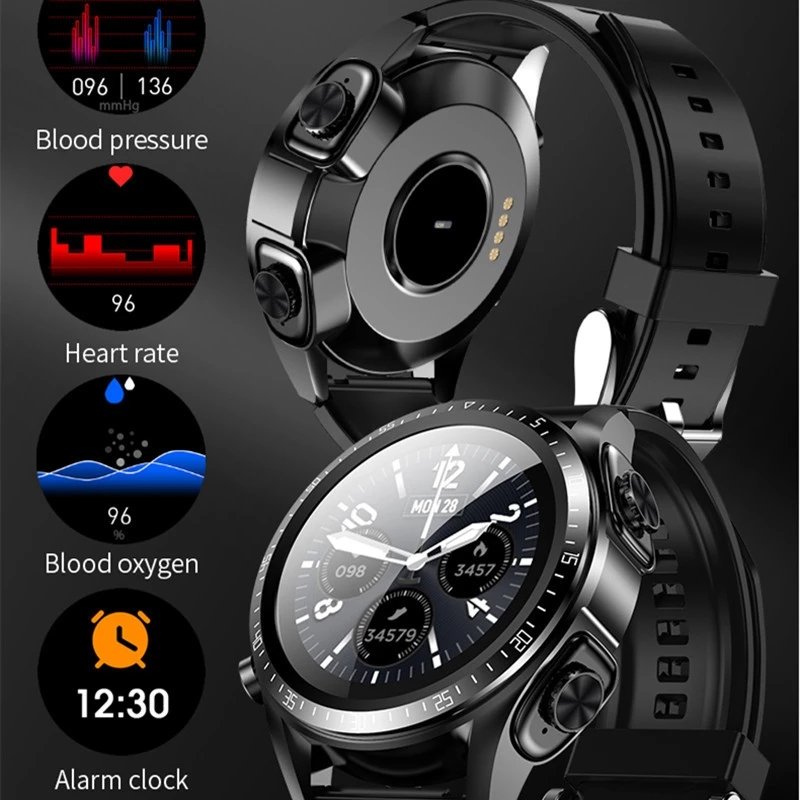JM03 Smart Watch With Earphones Headphones TWS Blue tooth Headset 2 en 1 HIFI Stereo Wireless Sports Music Playing Smartwatch