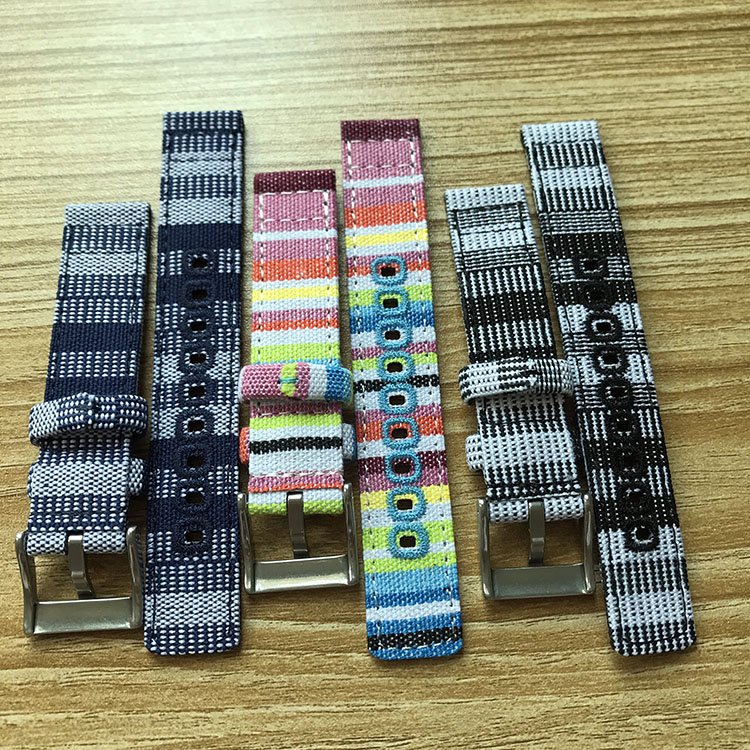 20mm 22mm Custom Canvas Fabric Sports Lady Straps For Smart Watch Apple / Huawei Honor / Panerai / Samsung / Garmin