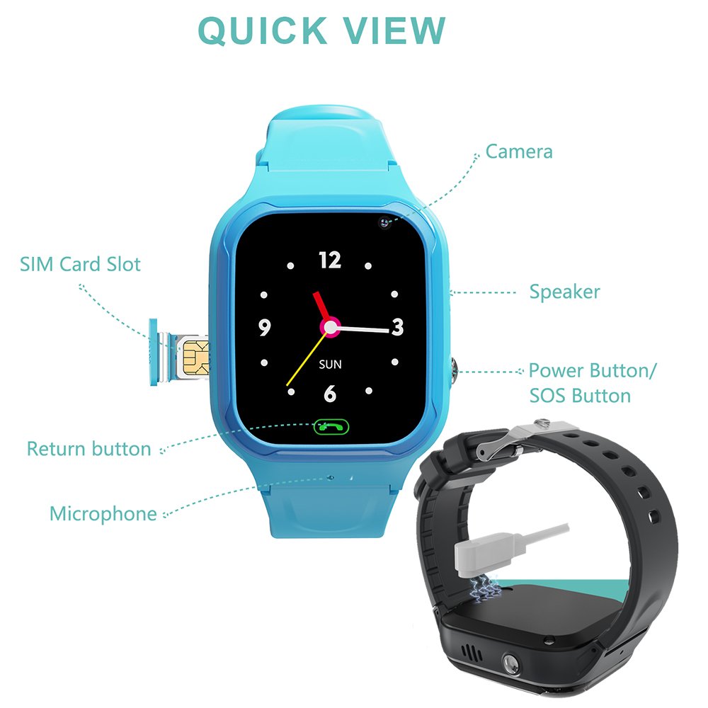 New safety travel SOS reminder HD voice phone call elderly child smart watch children kid watch