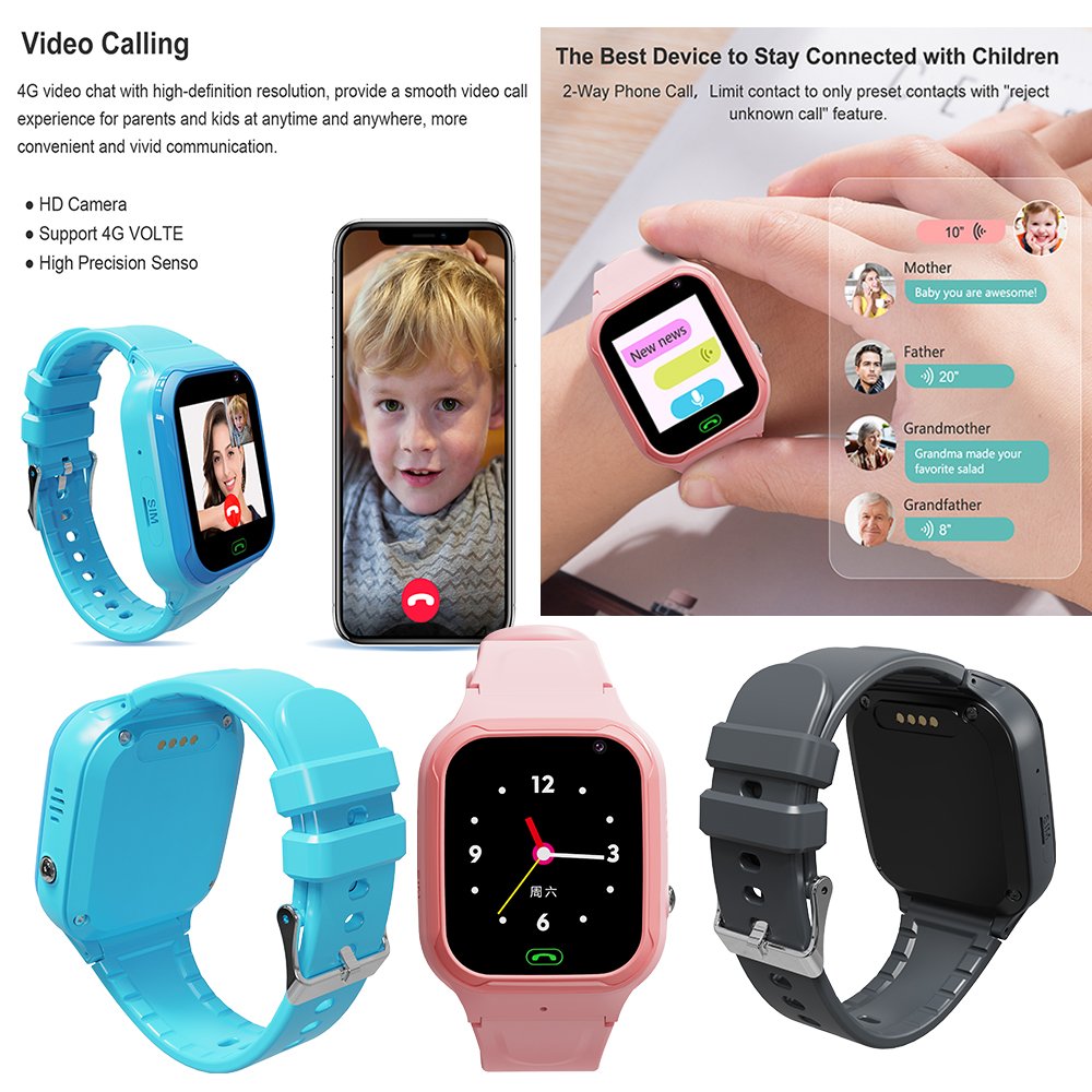 New safety travel SOS reminder HD voice phone call elderly child smart watch children kid watch