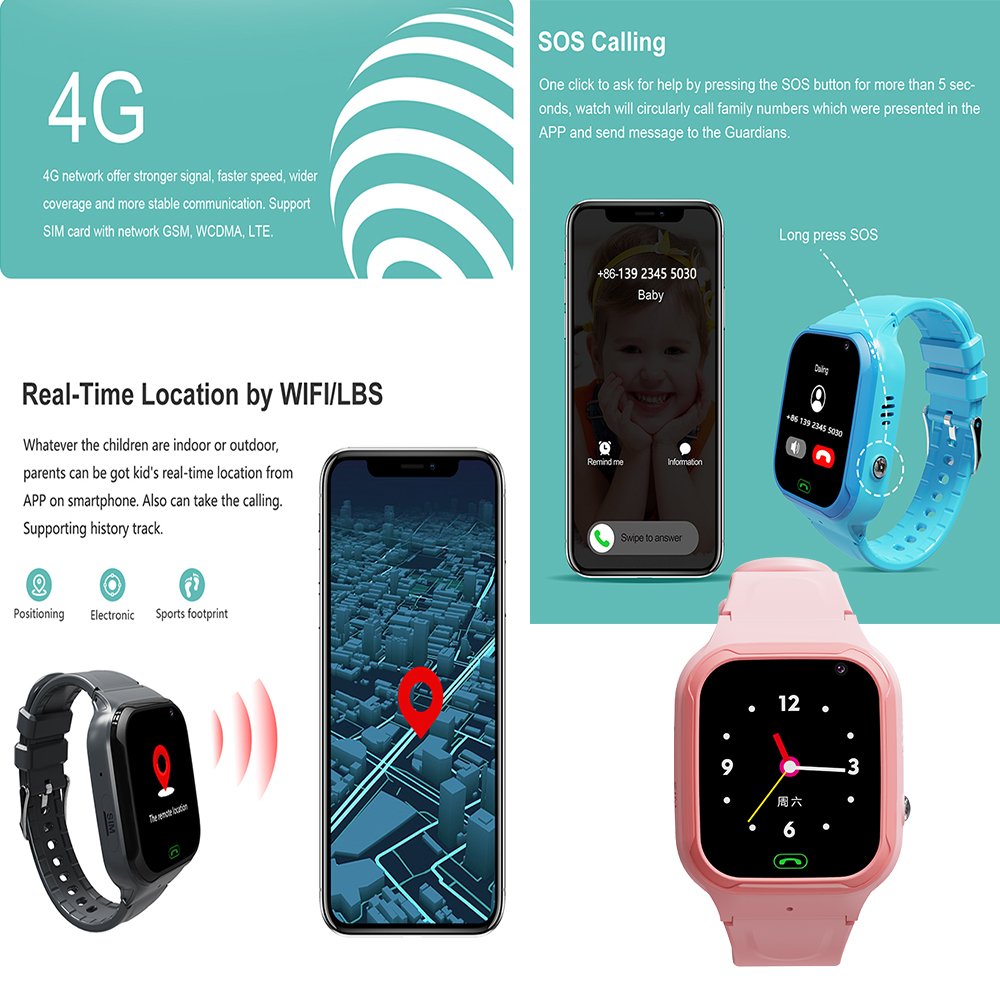 New safety travel SOS reminder HD voice phone call elderly child smart watch children kid watch