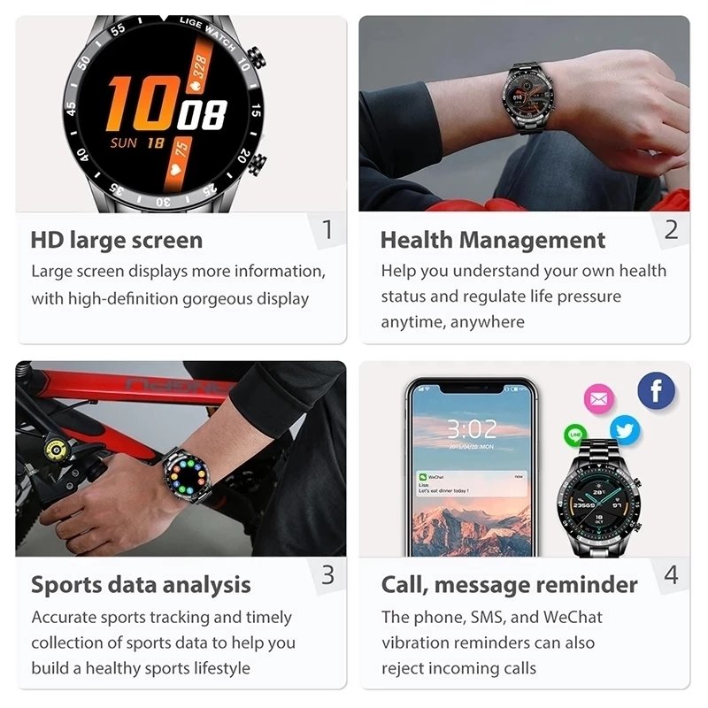 BW0189 LIGE 2022 New Smart Watch Men Call IP67 Waterproof Full Touch Screen Smartwatch For Android IOS Sports Fitness Tracker