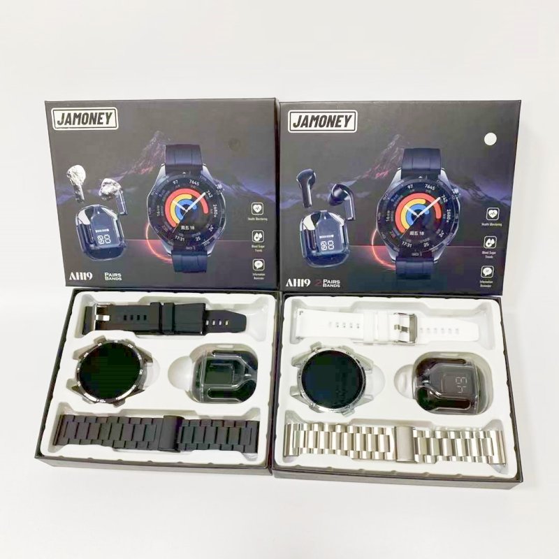 AH19 2024 Fitness Smart Watch For Men Android Touch Screen Heart Rate Blood Pressure Watch with Earbuds