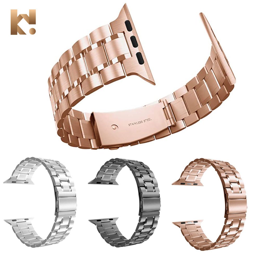 KeepWin Luxury Solid 304 Steel Watch Band Wristband Polishing Smart Watch Band Belt Strap for Apple 9 8 7 6 5 4 3 2 1 Series