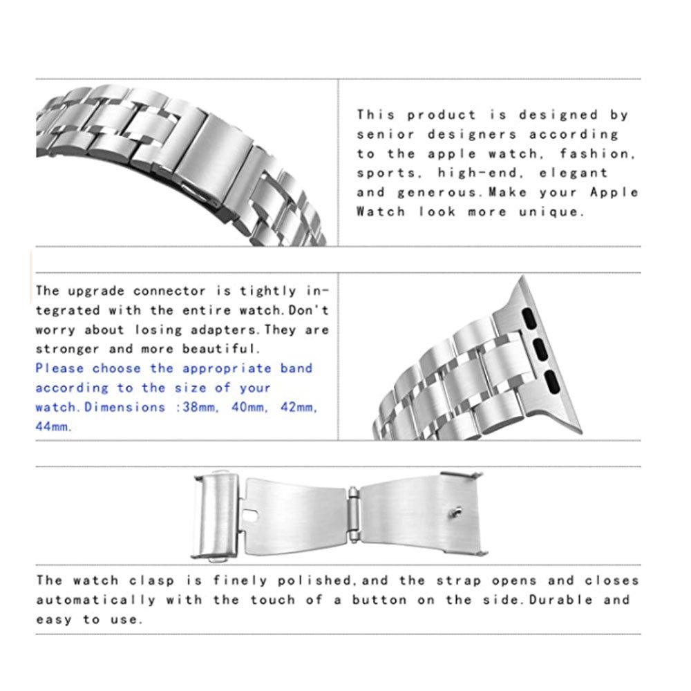 KeepWin Luxury Solid 304 Steel Watch Band Wristband Polishing Smart Watch Band Belt Strap for Apple 9 8 7 6 5 4 3 2 1 Series