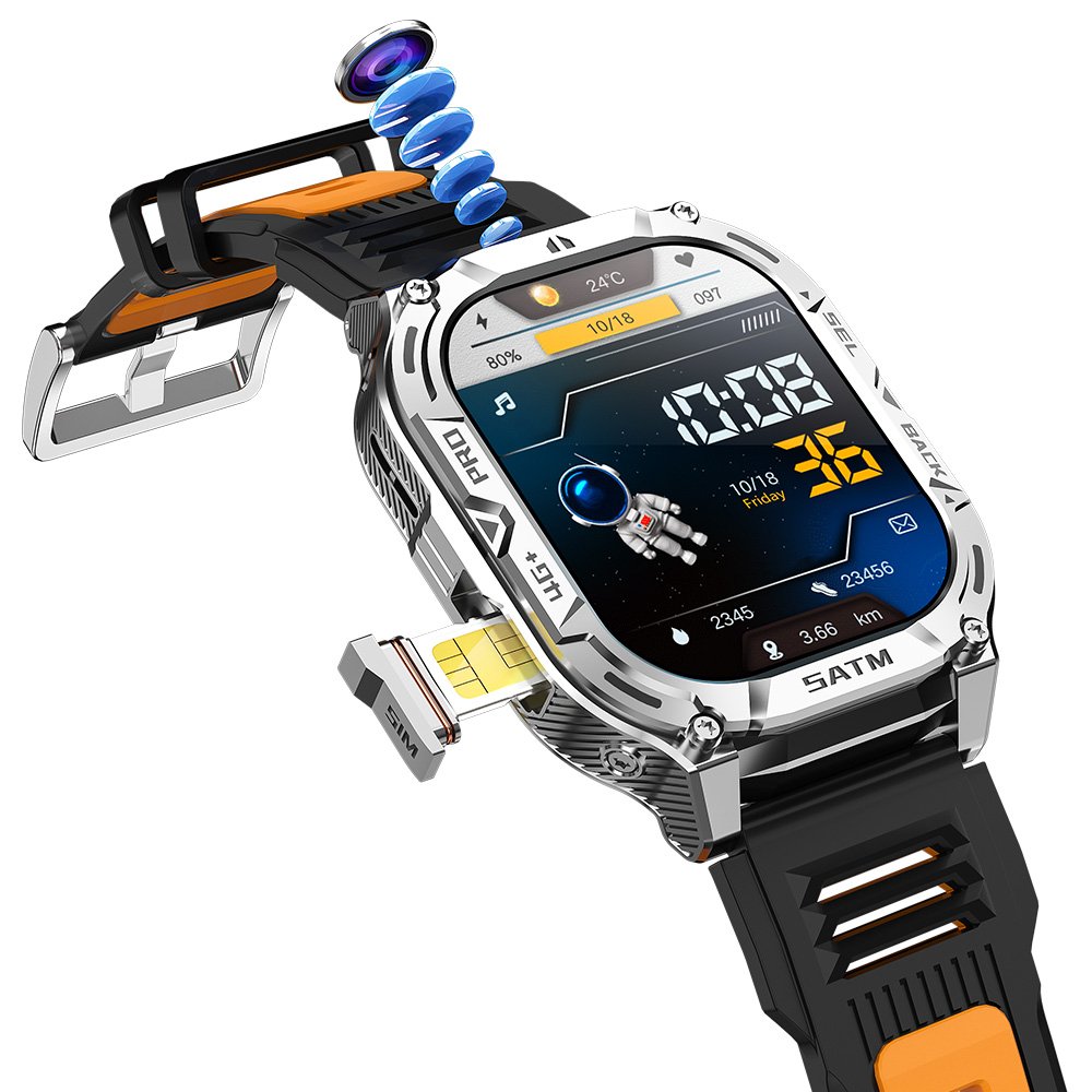 B25 4G Android Smart Watch with Sim Card 2.04inch Amoled Screen IP67 Waterproof HD Video Call Men Sports Smartwatch