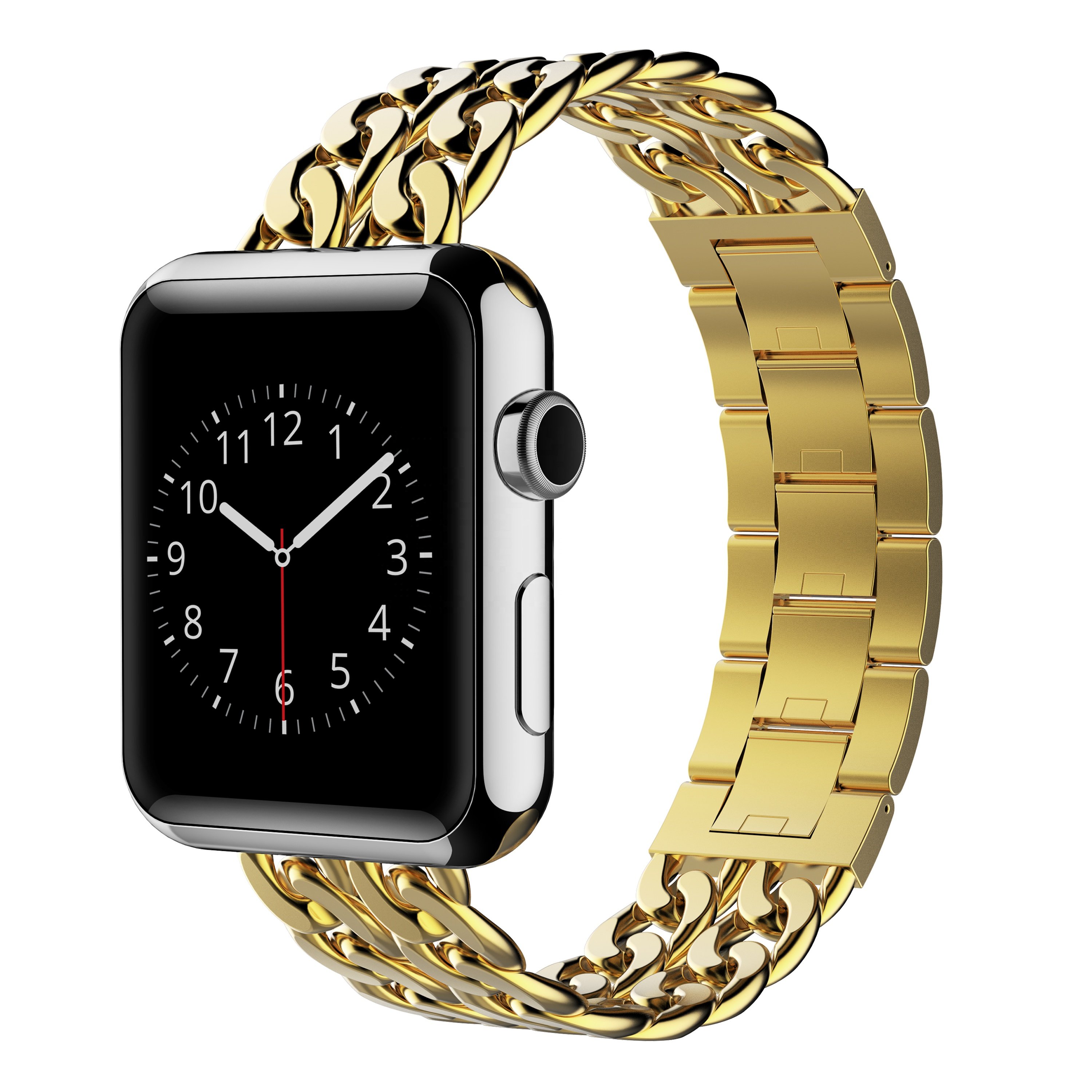 Keepwin Classic Cowboy Chain 304 Stainless Steel Smart Watch Band Jewelry Buckle Strap for Apple iWatch 9 8 7 6 5 4 3 2 1 SE