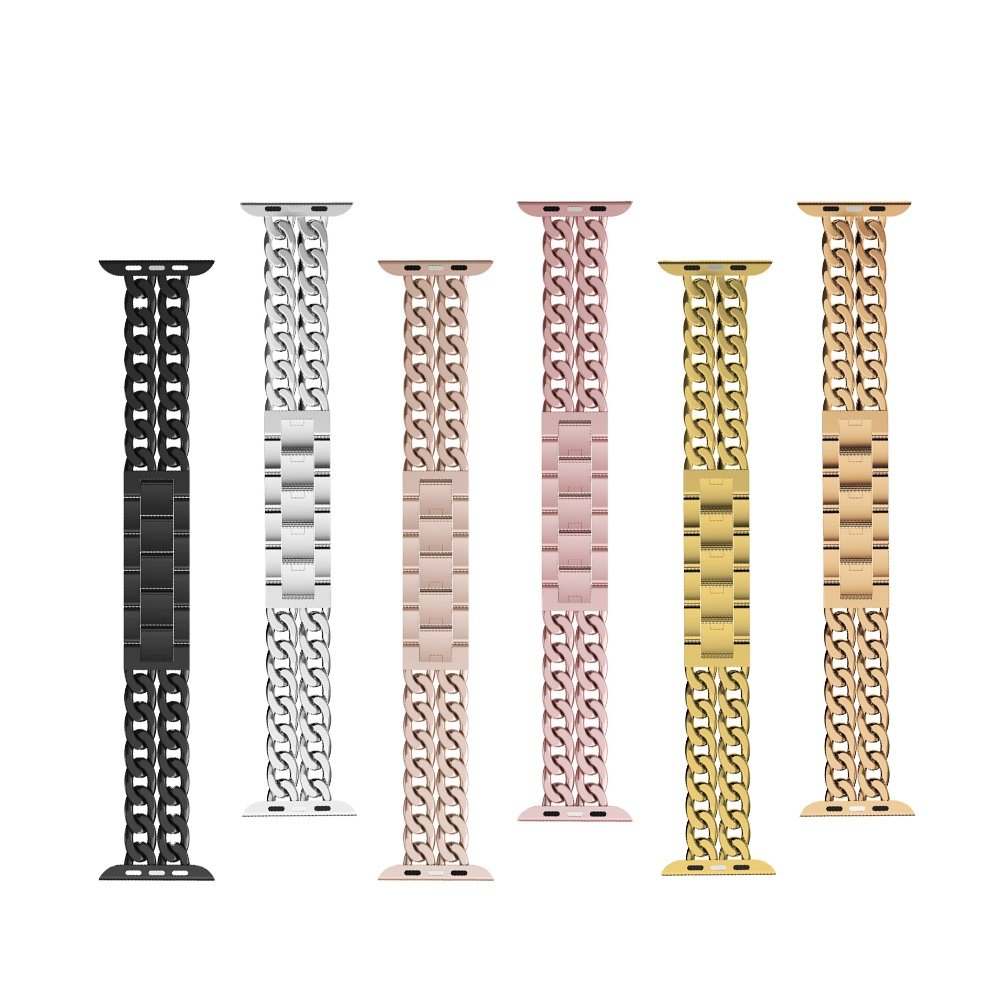 Keepwin Classic Cowboy Chain 304 Stainless Steel Smart Watch Band Jewelry Buckle Strap for Apple iWatch 9 8 7 6 5 4 3 2 1 SE