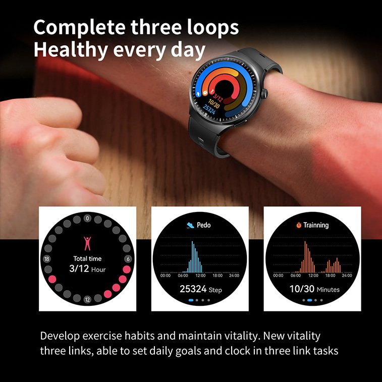 Round Ai Intelligent Voice Wireless Charger Health Monitoring Sport Fitness Watch4 Watch 4 Pro Smart Watch Smartwatch