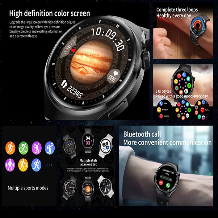 Round Ai Intelligent Voice Wireless Charger Health Monitoring Sport Fitness Watch4 Watch 4 Pro Smart Watch Smartwatch