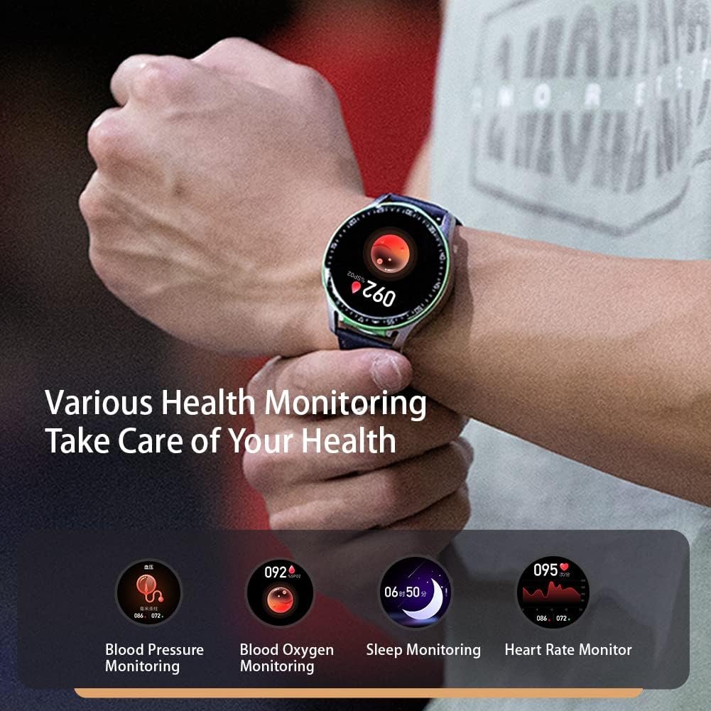2 in 1 Smart Watch with Earbuds 1.28" Screen Sports Fitness Tracker Blood Pressure Heart Rate Monitor for Android Phones