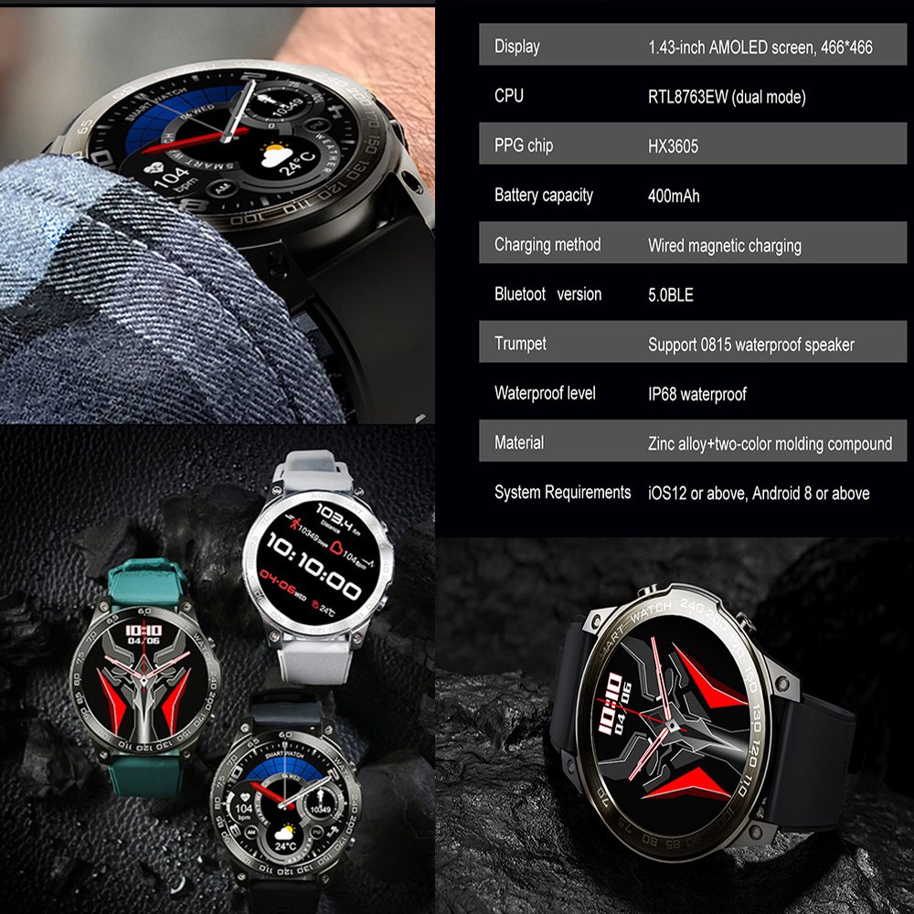 2023 new smart watch High quality 400mAh 1.43 inch 466*466 big AMOLED HD screen DM50 smartwatch luxury smart watch