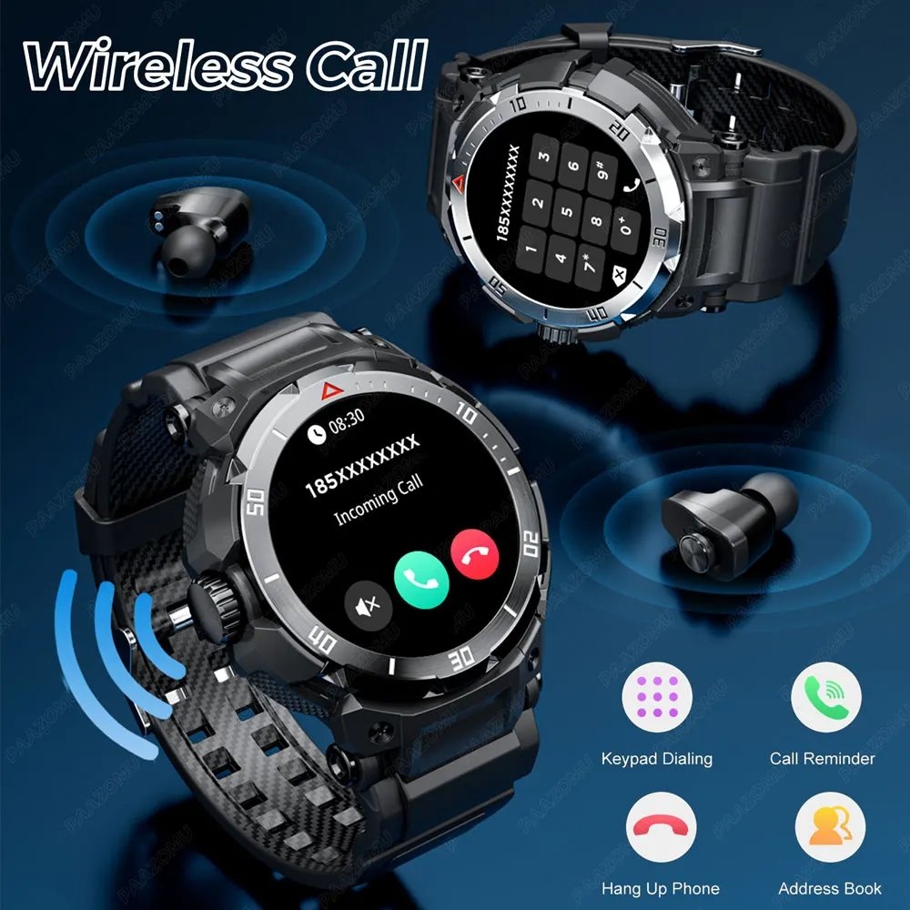 Flyrabbit New 2024 round screen NFC waterproof smart watch 2 in 1 smartwatch with earbuds tws earphone bluetooth call watch