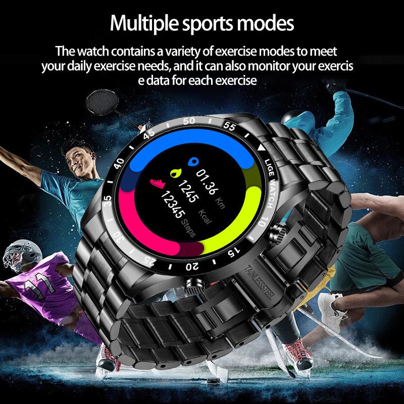 LIGE wearable devices 2024 New Smartwatch Men Full Touch Screen Fitness Watches Sport IP68 Waterproof For Smart Bracelet tracker