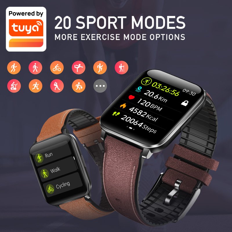 Tuya App Sleep Heart Rate Blood Oxygen Blood Pressure Body Temperature Display 2021 Smart Watch GT5S