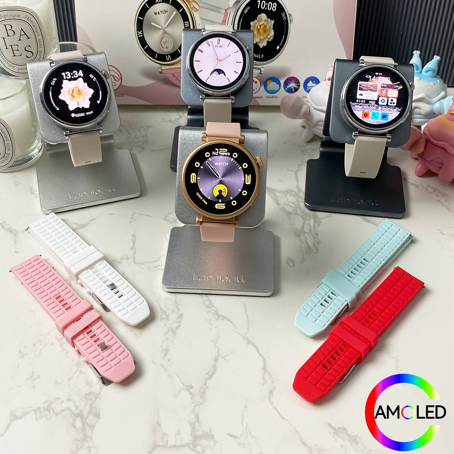 In stock Z01 Mini 2 Straps 1.27" AMOLED Lady Smartwatch Reloj inteligente 2024 BT Call Fitness tracker Smart watch for women
