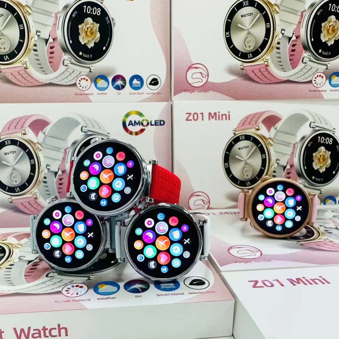 In stock Z01 Mini 2 Straps 1.27" AMOLED Lady Smartwatch Reloj inteligente 2024 BT Call Fitness tracker Smart watch for women