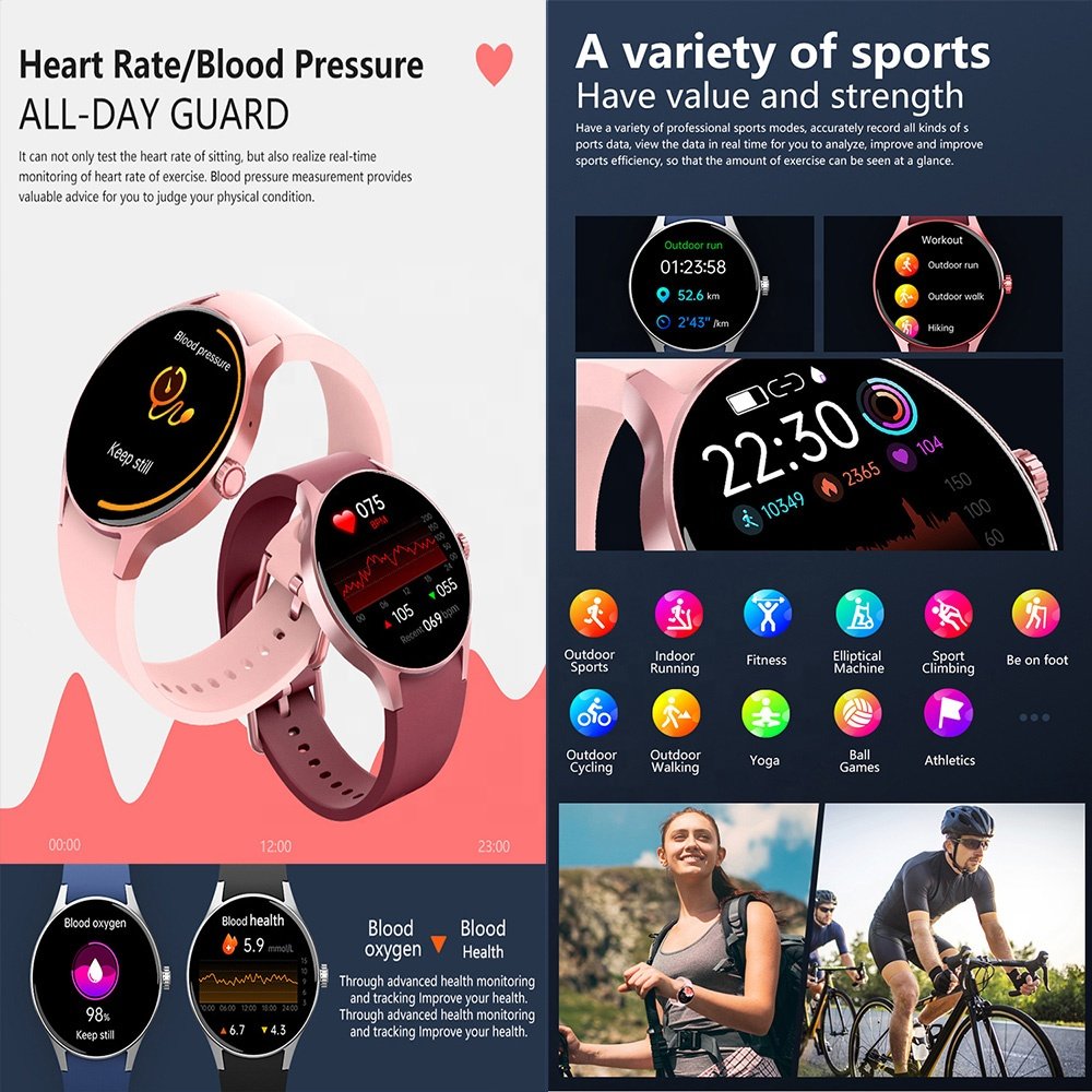 Y80 2024 new model smart watches fitness tracker heart rate android IP68 waterproof round woman men smart watch