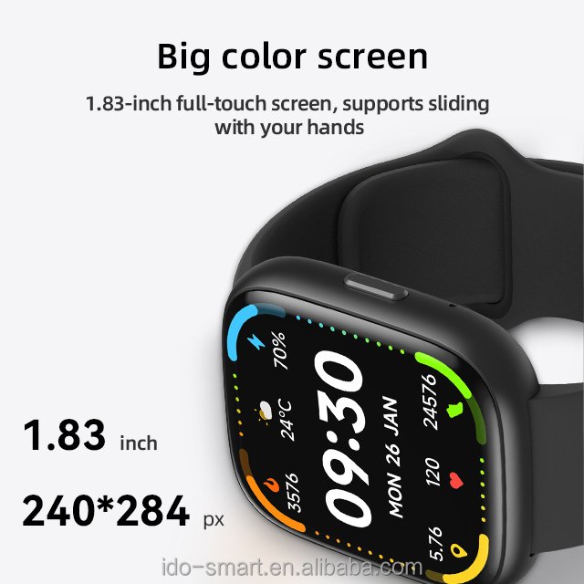 2024 IDW26 Premium 1.83"HD TFT+LCD Fashion Smart watch Health Tracker Multi-sport BT Call&Answer IP68 waterproof for iSO&Android