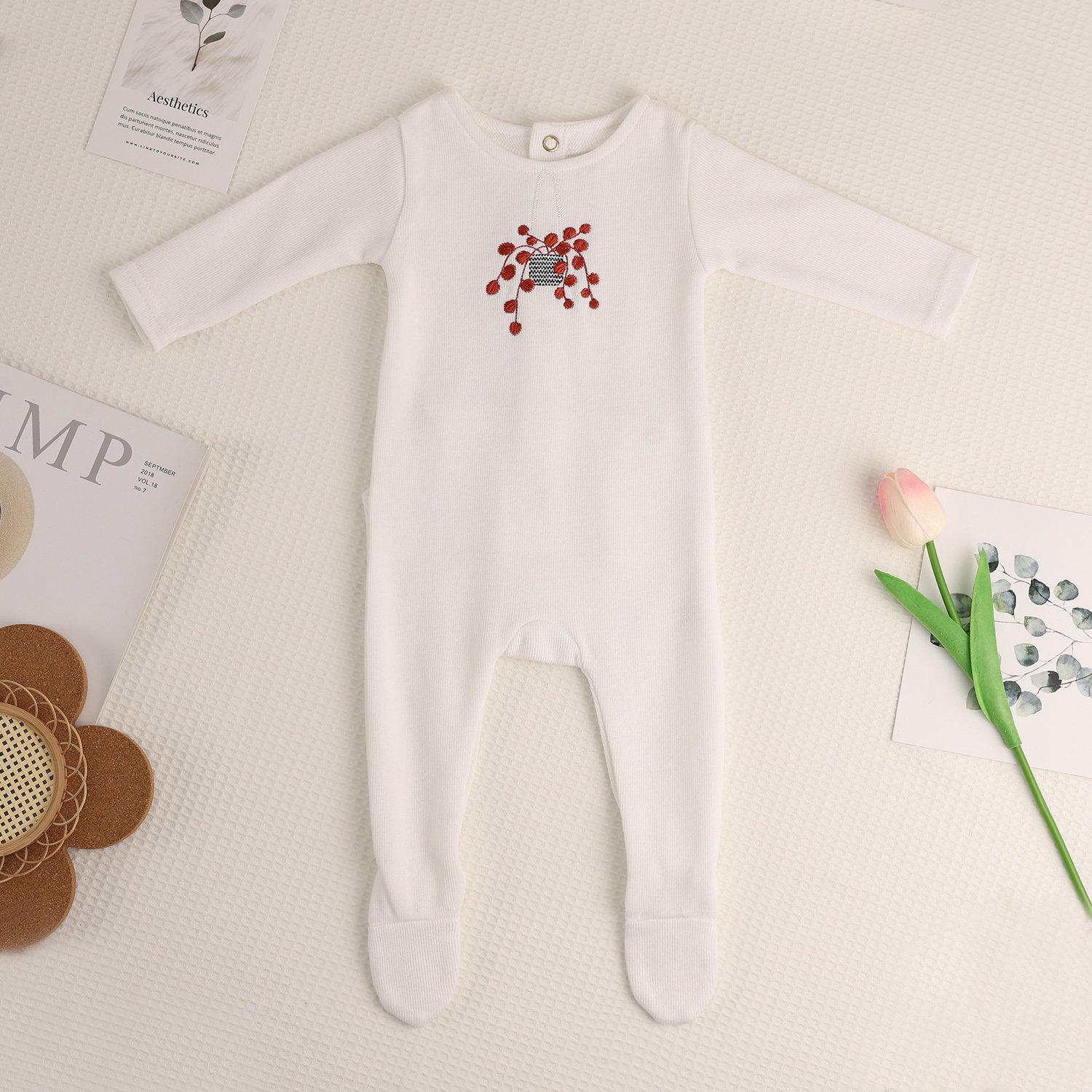 Wholesale Long Sleeve Embroidery Cute Cotton Polyester Baby Clothes Custom Baby Rompers