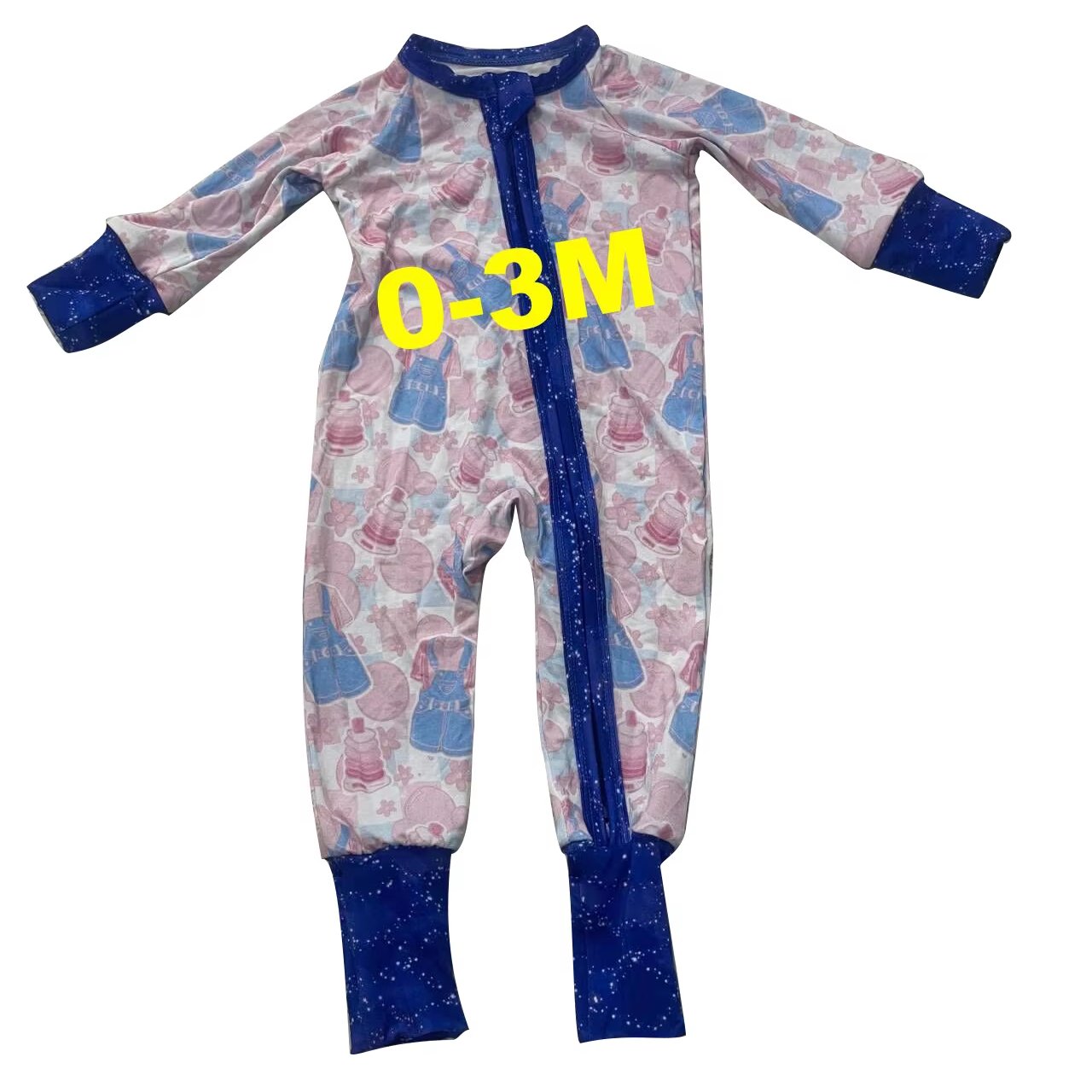 Qingli Unisex Bamboo Pajamas 0-3M RTS ODM Supply wholesale comfortable Colorful Zipper Bamboo Fiber Zippy