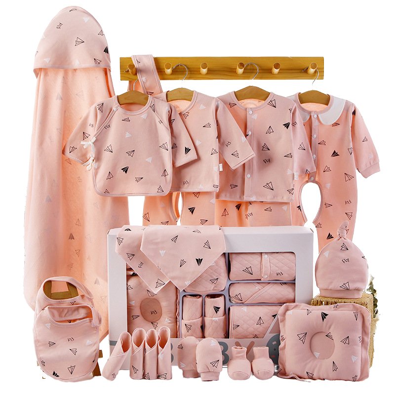 18PCS 100%cotton multi color baby accessories matching baby pajamas newborn gift box set newborn 0-6M knit baby clothes girls