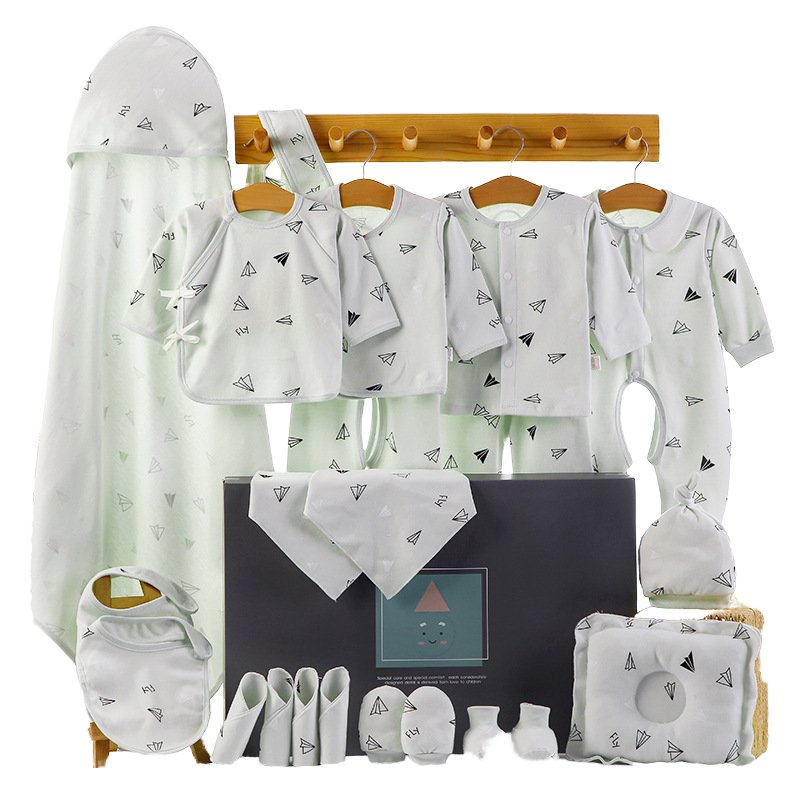 18PCS 100%cotton multi color baby accessories matching baby pajamas newborn gift box set newborn 0-6M knit baby clothes girls