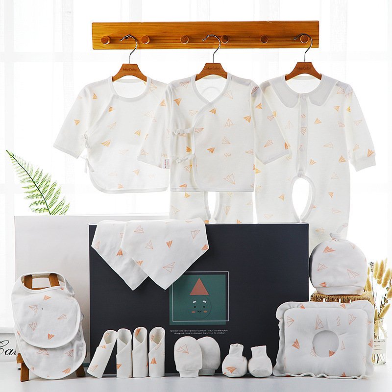 18PCS 100%cotton multi color baby accessories matching baby pajamas newborn gift box set newborn 0-6M knit baby clothes girls
