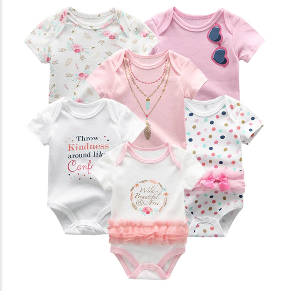Newborn Baby Clothing Ribbed Little Bodysuits Rompers Floral Printed Baby Romper 100% Organic Cotton Short Unisex Knitted Spring