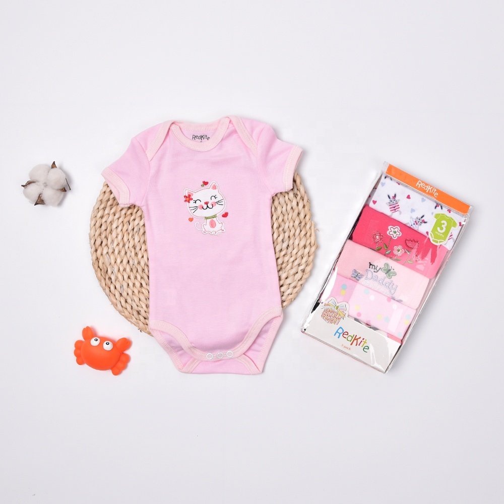 Redkite 5 Pcs Packing Custom Breathable Infanting Clothes 100% Organic Cotton Baby Rompers