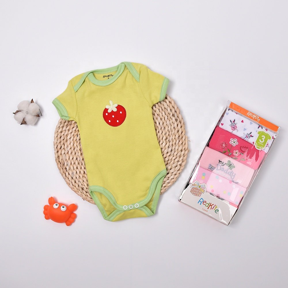 Redkite 5 Pcs Packing Custom Breathable Infanting Clothes 100% Organic Cotton Baby Rompers