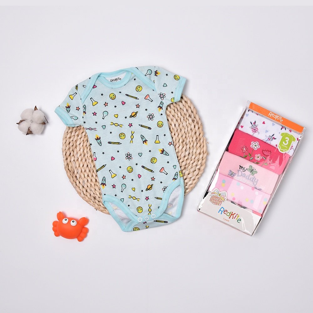 Redkite 5 Pcs Packing Custom Breathable Infanting Clothes 100% Organic Cotton Baby Rompers