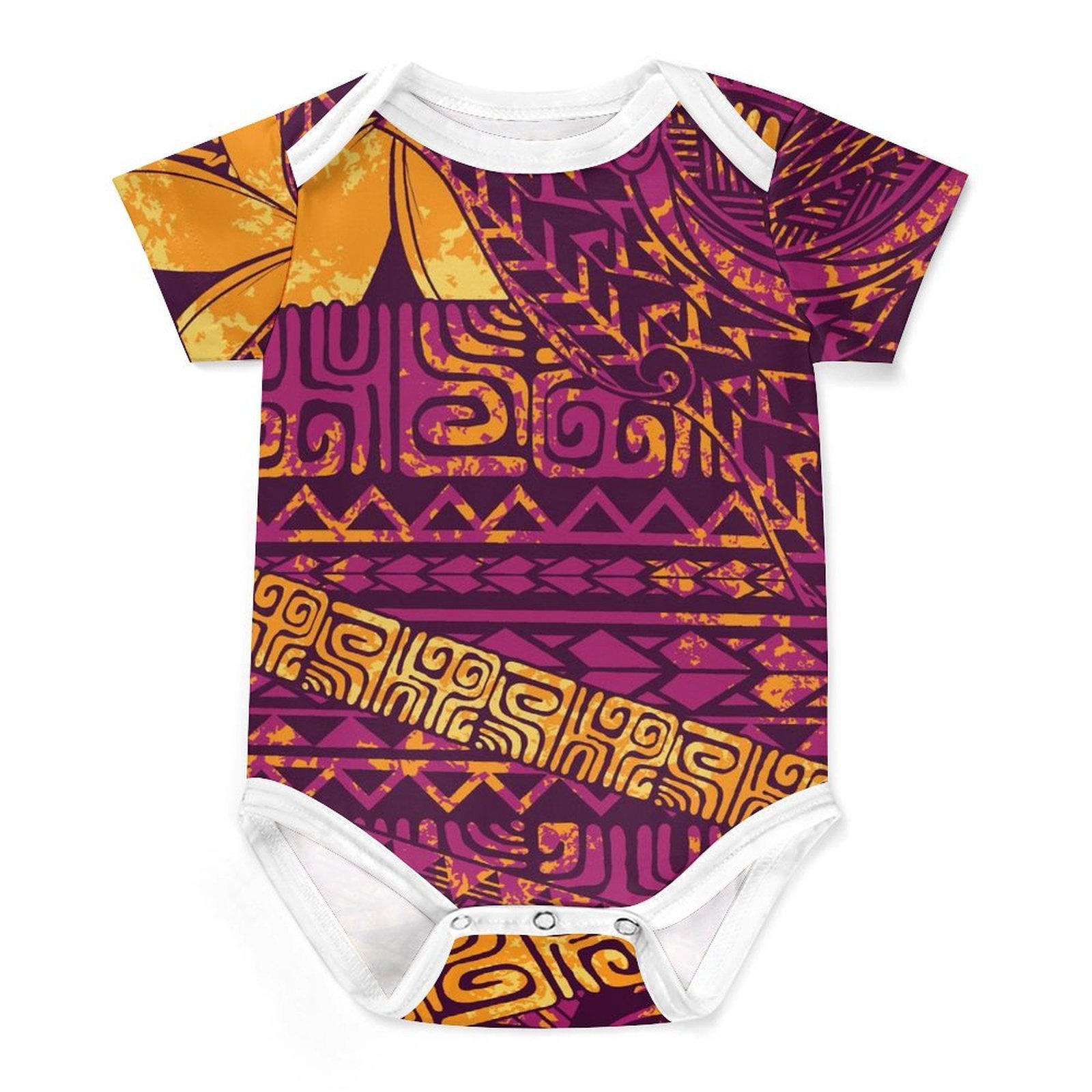 Wholesale Custom Samoa Polynesian Baby Clothes Hawaii Print Cute Baby Rompers Short Sleeved Summer Infant Boys' Jumper Clothing