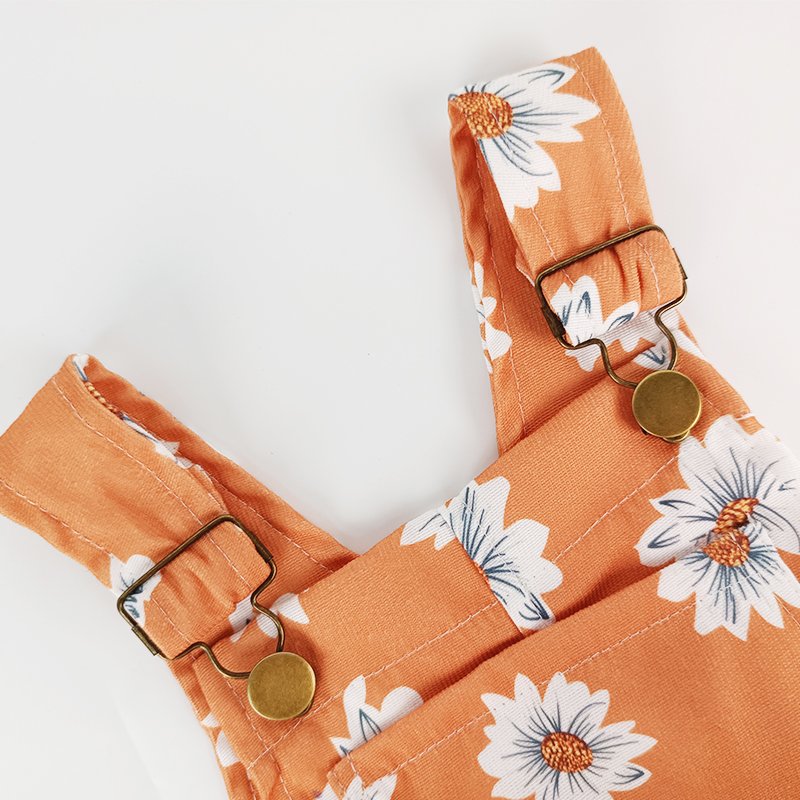 Pinuotu Baby Overalls Allover Floral Print Pocket Adjustable Strap Kids Suspender Overall Toddler Wide Leg Jumpsuit