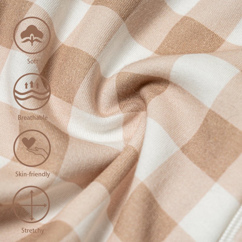 Customized Ultra Soft Organic Cotton Unisex Gingham Newborn Gift Set Swaddle Baby Romper Jersey Knit Fitted Crib Sheets Cot Set