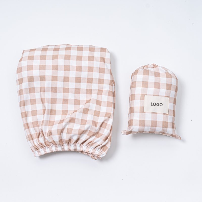 Customized Ultra Soft Organic Cotton Unisex Gingham Newborn Gift Set Swaddle Baby Romper Jersey Knit Fitted Crib Sheets Cot Set