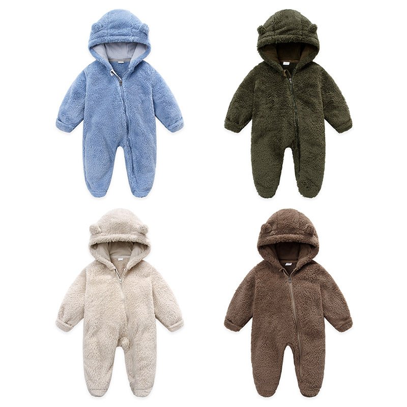 Baby Rompers Baby Winter Romper Fluffy Flannel Newborn Baby Warm Clothes Close Feet Jumpsuits
