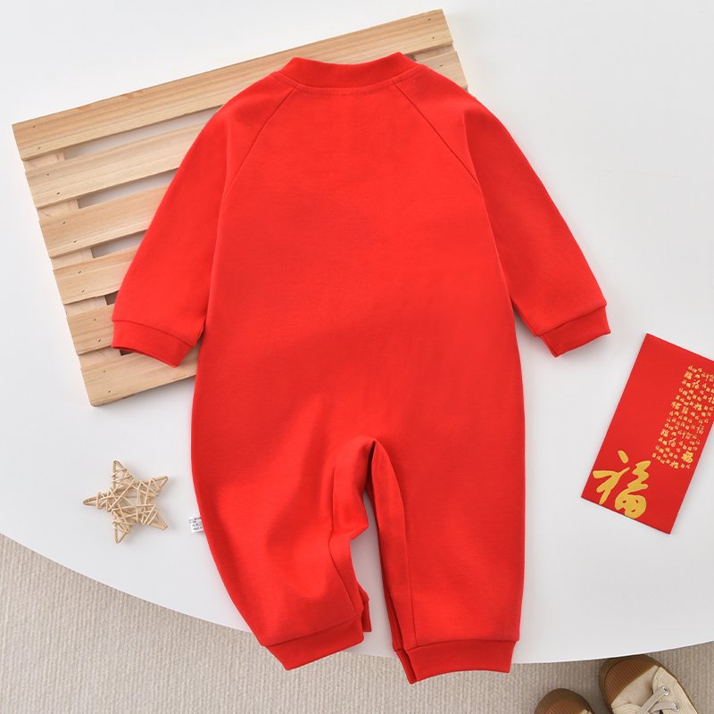 Organic Unisex Baby Romper with Long Sleeves and Buttons Customizable Cute Print Sleepwear Onesie for Spring ODM Supply