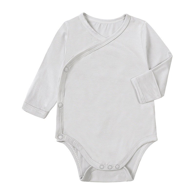 autumn bamboo baby jumpsuit plain light blue baby rompers long sleeve single-breasted new style baby romper 18-24 month