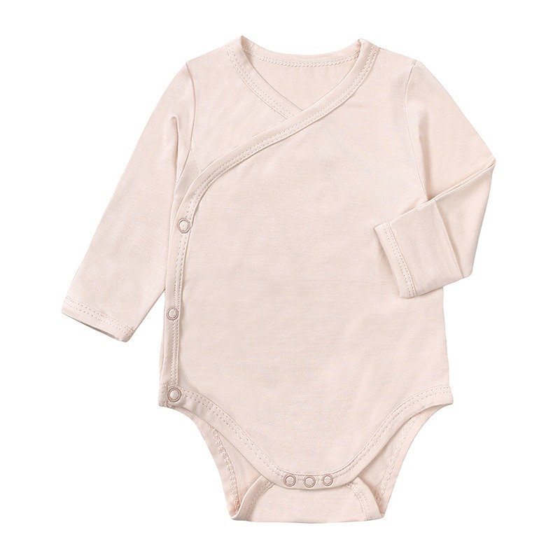 autumn bamboo baby jumpsuit plain light blue baby rompers long sleeve single-breasted new style baby romper 18-24 month