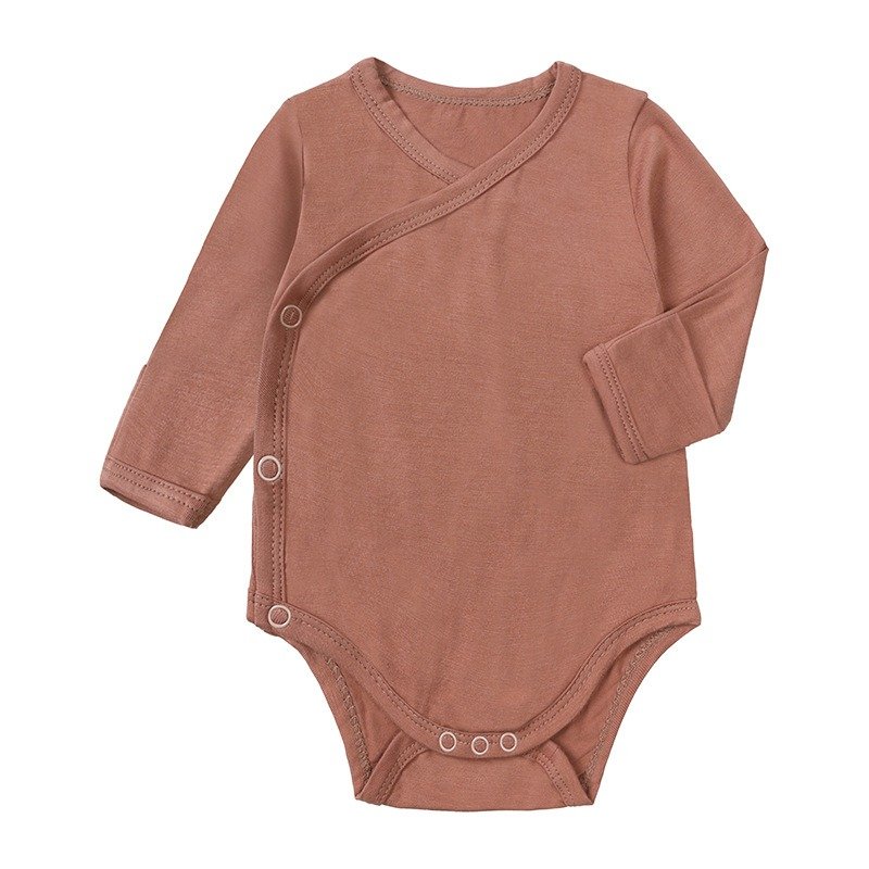 autumn bamboo baby jumpsuit plain light blue baby rompers long sleeve single-breasted new style baby romper 18-24 month