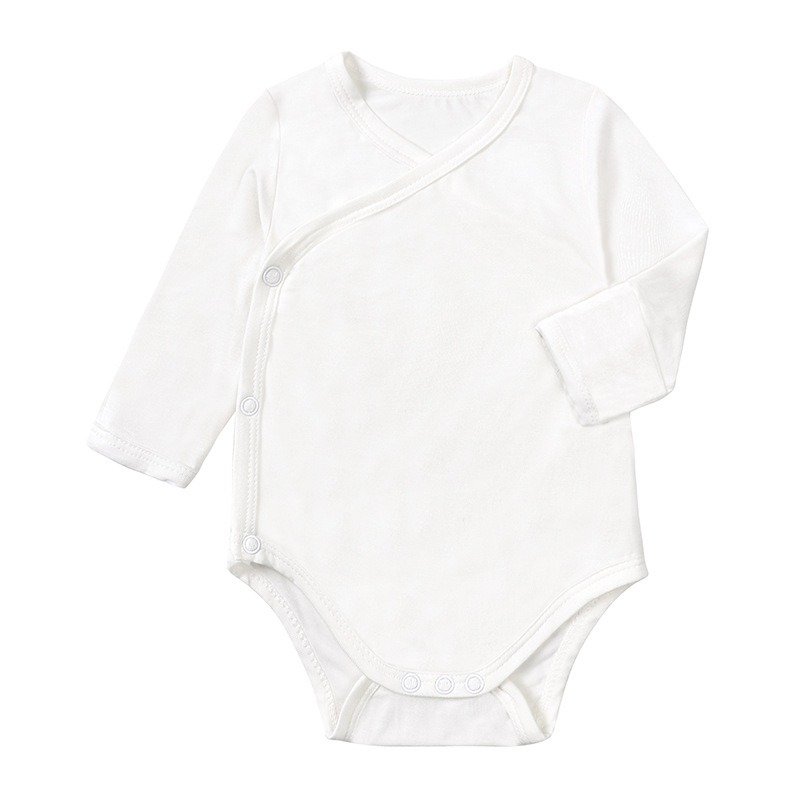 autumn bamboo baby jumpsuit plain light blue baby rompers long sleeve single-breasted new style baby romper 18-24 month