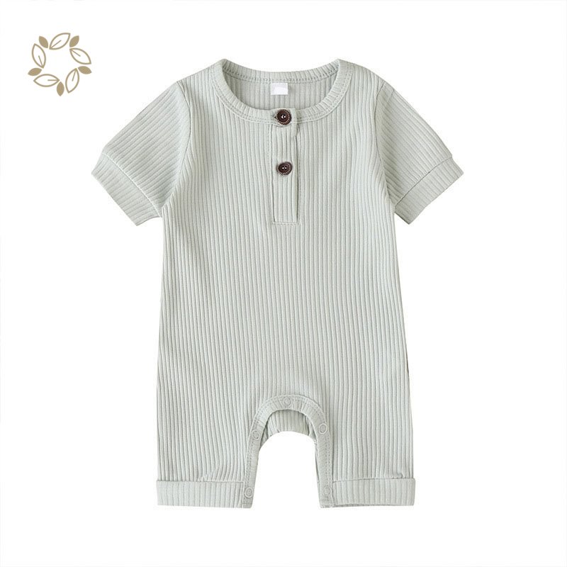 Organic cotton ribbed baby romper eco friendly short sleeve ribbed summer onesie sustainable infants rompers