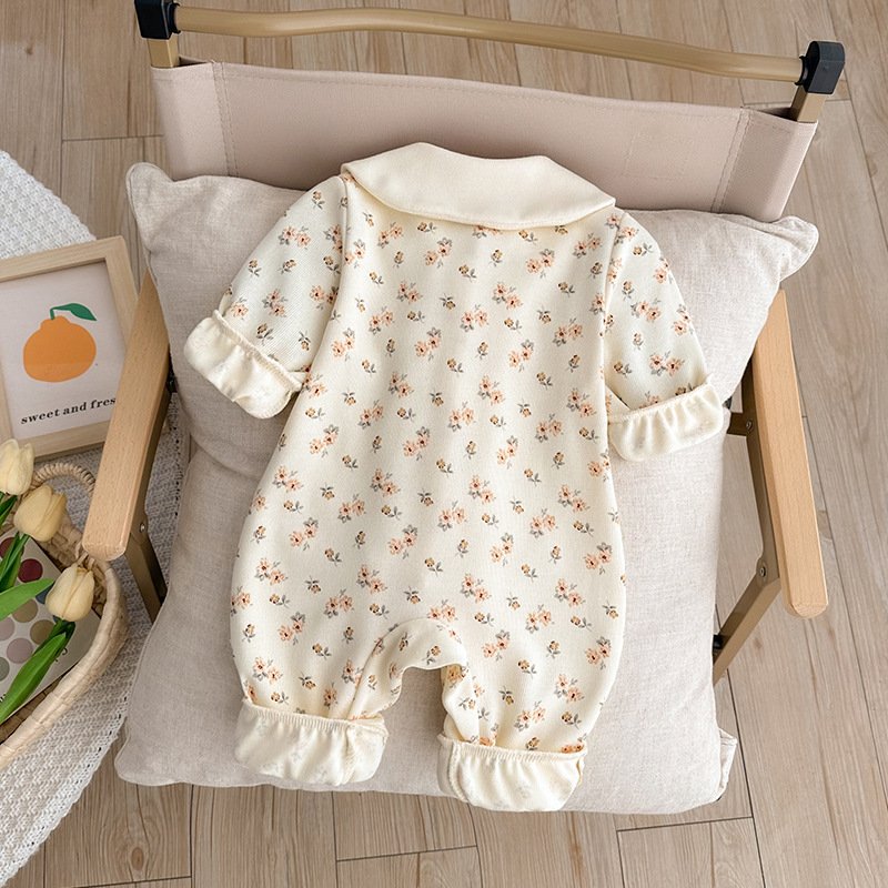 Spring And Autumn A Class Baby One Piece Romper Floral Baby Long Sleeve Romper 100 Days Old Baby Rompers