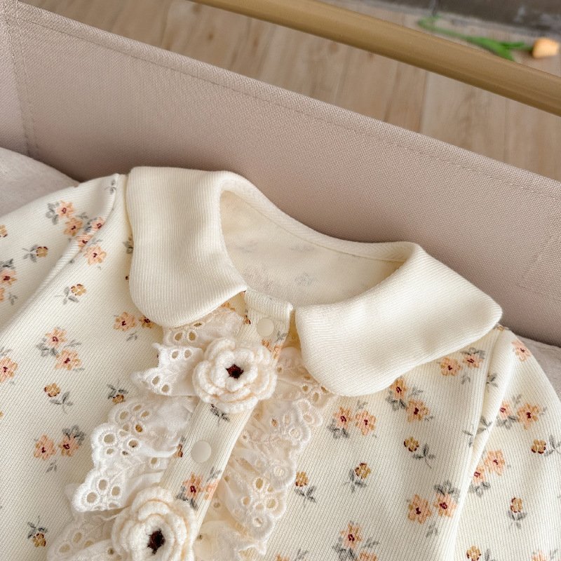 Spring And Autumn A Class Baby One Piece Romper Floral Baby Long Sleeve Romper 100 Days Old Baby Rompers