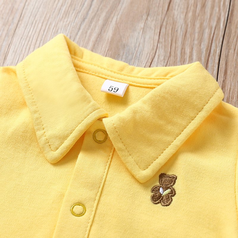 baby summer clothes Cotton Short Sleeve new born baby cloth Jumpsuit Candy Color 0-1 Years Baby Turn-down Collar Infant Romper