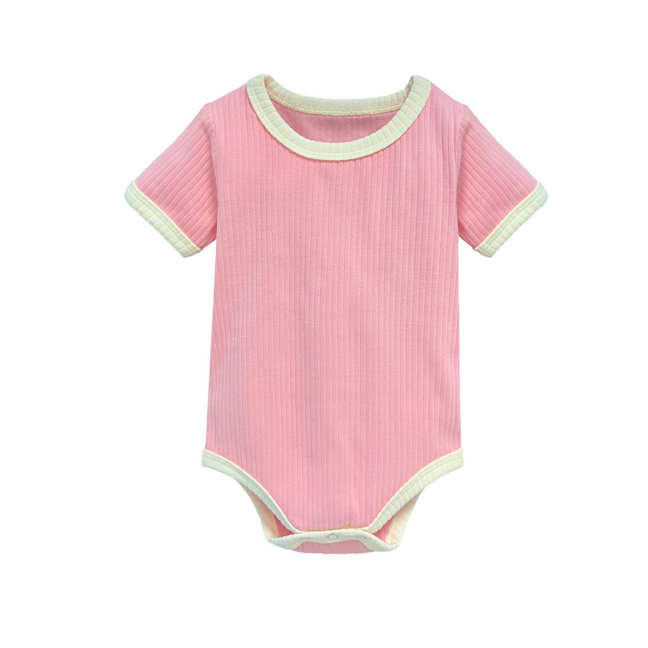 toddler infant ribbed cotton short sleeve bodysuit knitted newborn onesies baby clothes color-blocked baby rompers for 0-24M