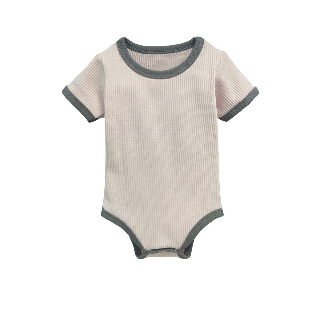 toddler infant ribbed cotton short sleeve bodysuit knitted newborn onesies baby clothes color-blocked baby rompers for 0-24M